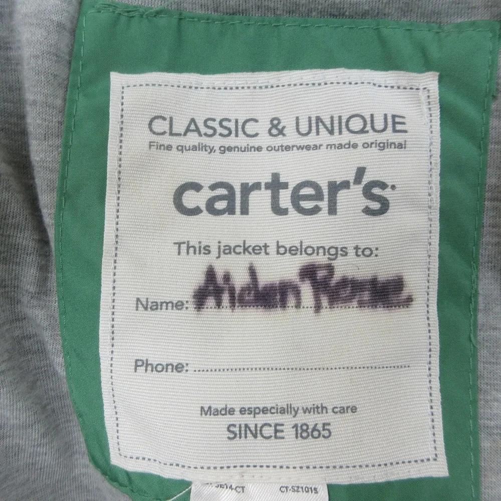 Carters Dinosaur Rain Jacket Kids 4 Green Hooded Dino Hunter Outdoor Kidswear